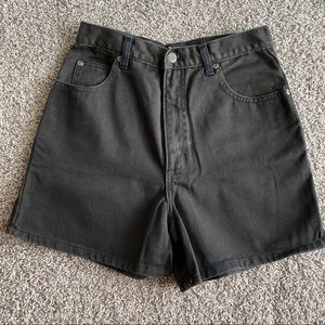 Vintage High Waisted Black Denim Shorts, 26